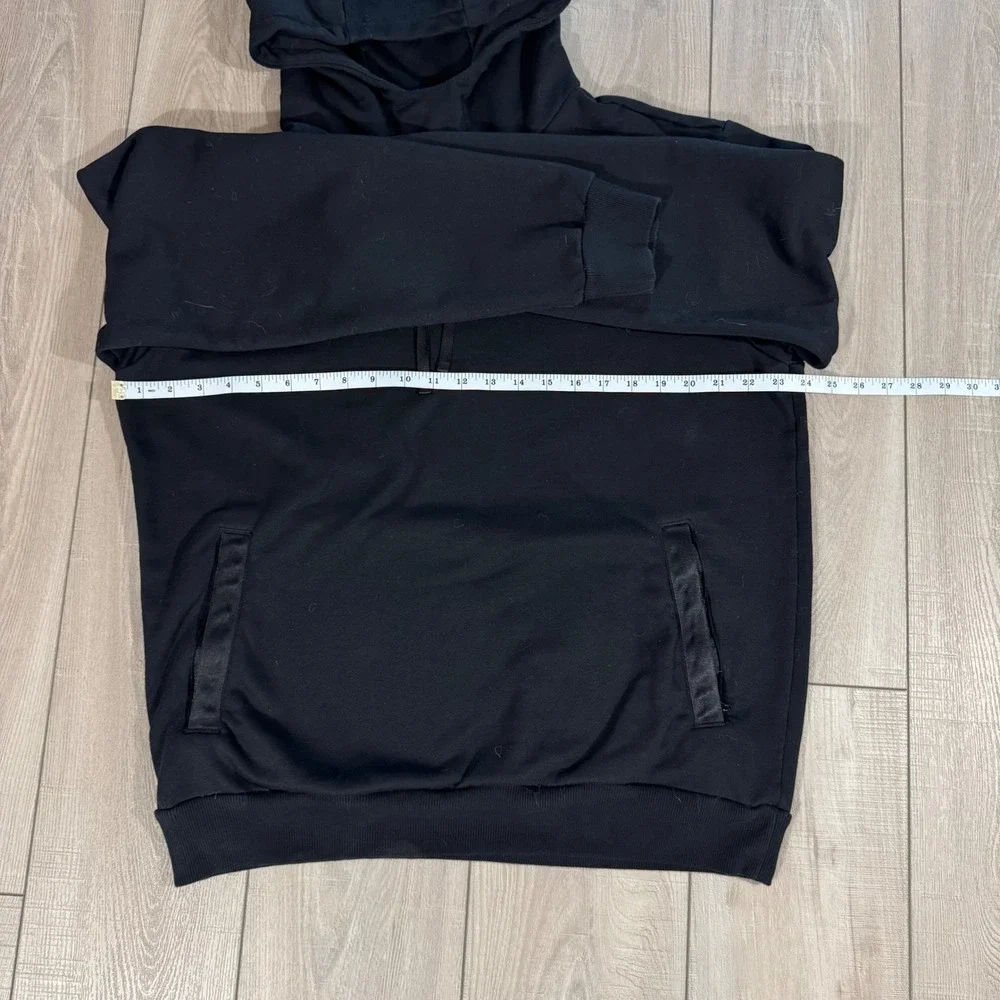Alo Yoga Pullover Hoodie Women L Black Zipper Pockets Athleisure, Logo Patch